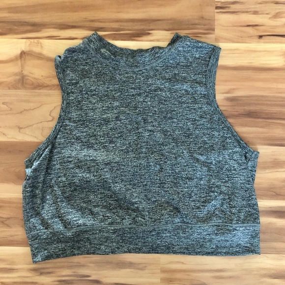 KOS USA | High Neck Crop Athletic Tank | Gray Marl | Medium/Small - Picture 3 of 4